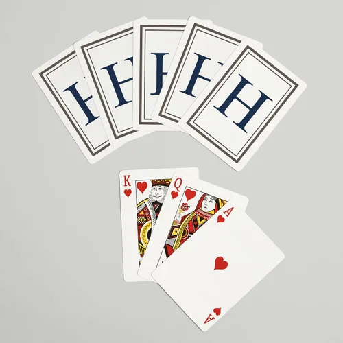 Vista 7 de Lantern Press Monograma, Estate, Gris y Azul, H (52 cartas de juego, baraja de cartas de tamaño póquer con Jokers)