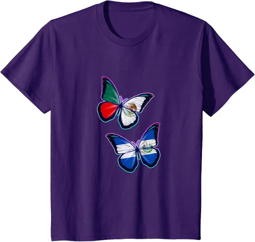 Vista 20 de Raíces biculturales de El Salvador y México. Versión mariposa Camiseta, Negro