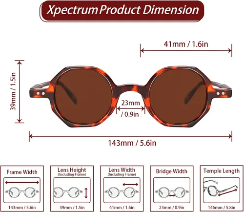 Vista 4 de Xpectrum Small Retro Hippie Round Sunglasses for Men Women Vintage Circle Sun Glasses