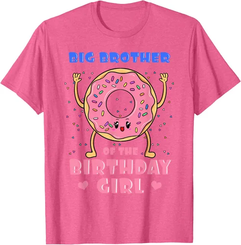 Vista 40 de Big Brother Of The Birthday Girl Donut Bday Party Bro Sib Camiseta, Negro, S