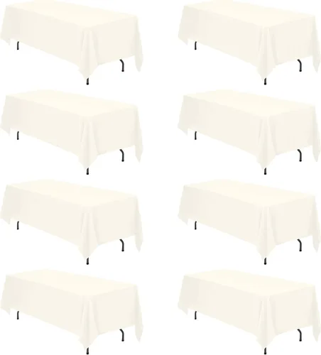 Vista 51 de BRILLMAX - Manteles para mesa rectangular de 6 pies, tela de lino de poliéster, lavable, para boda, recepción, banquete, fiesta de cumpleaños, 60 x