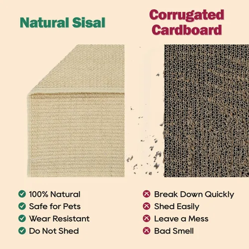 Vista 3 de Zakkart Hamaca rascador de sisal para gatos, rascador 2 en 1 para gatos y cama de descanso, tapete de sisal 100% natural, marco de madera maciza