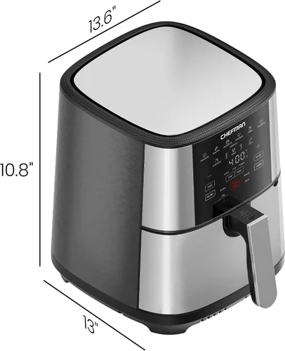 Vista 9 de Chefman Freidora de aire, TurboFry, 4.7 litros, acero inoxidable