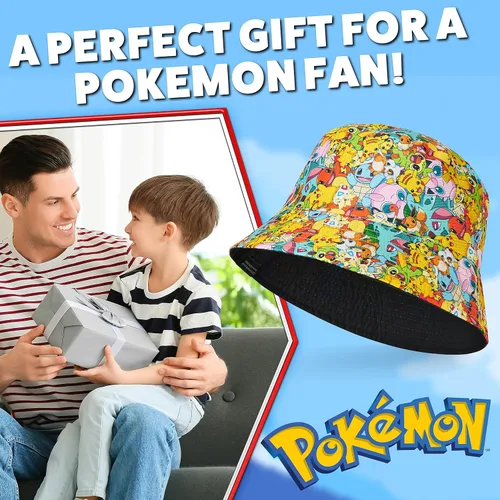 Vista 4 de Pokemon Gorra de béisbol para niños y niñas, unisex, Pikachu, correa ajustable, accesorios de verano