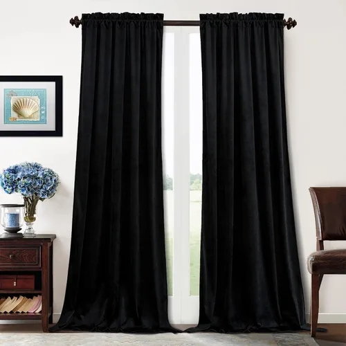 Vista 26 de Benedeco - Cortinas de terciopelo burdeos para ventana de dormitorio con pompón, cortinas de lujo súper suaves, oscurecimiento y aislamiento térmico