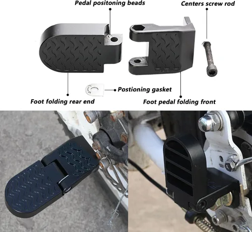 Vista 3 de LOOEEL 1 par 0.394 in U ranura bicicleta pedales trasero plegable asiento trasero pedales pedales ciclismo accesorios para bicicleta de montaña