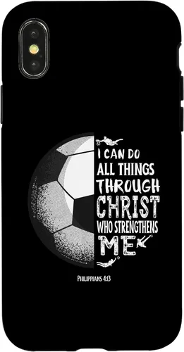Vista 5 de Funda para iPhone 17 con versículo bíblico de fútbol Christian Sayings Philippians 4:13