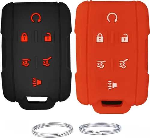 Vista 10 de Funda de silicona para llavero con control remoto para GMC Chevrolet 2 Negro con rojo