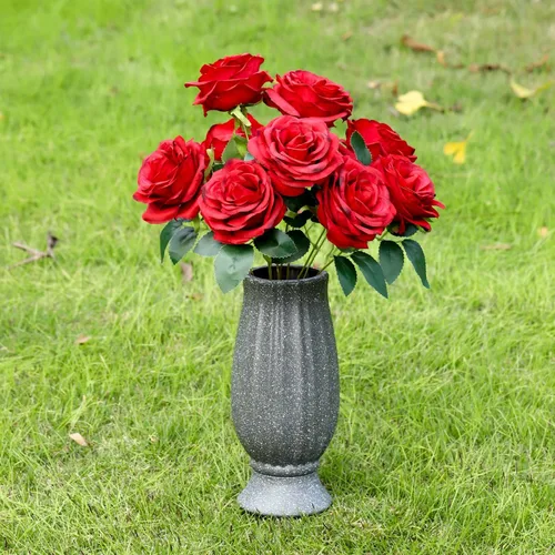 Vista 3 de bocola Jarrón de Cementerio con Punta de Metal -Soporte de Flores para Lápidas con Orificio de Drenaje para Flores Artificiales- Decoraciones