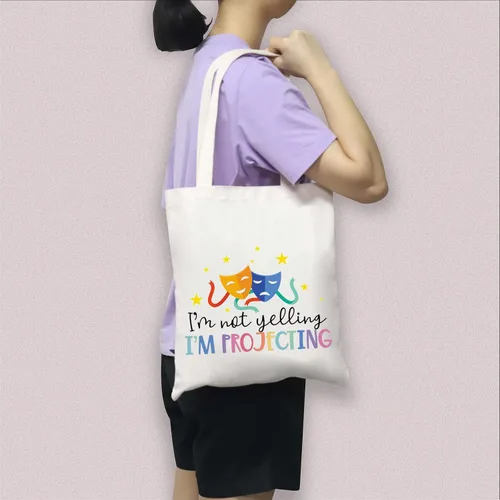 Vista 7 de BDPWSS Bolsa de teatro Drama Actor Actriz Regalo Comedia Tragedia Máscara Bolsa de teatro Bolsa de viaje I'm Not Yelling I'm Projecting
