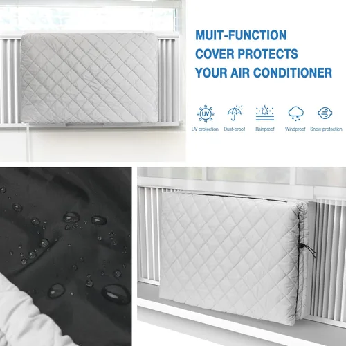 Vista 7 de Paquete de 2 fundas de aire acondicionado para ventana, cubierta de aire Tamaño M: 21 l*15 H*3.5D + 21W*16D*15H
