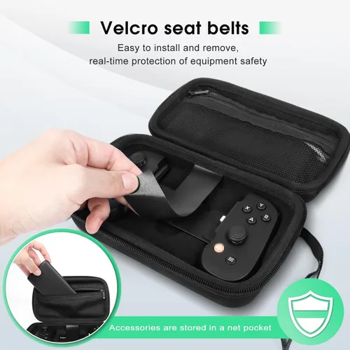 Vista 3 de Funda de transporte compatible con Backbone One/ 2ª generación de control de juegos móviles, llavero y bolsillo de red, solo caja (negro)