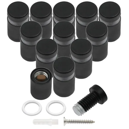 Vista 40 de Luomorgo 12 piezas tornillos separadores de acero inoxidable de 1" x 1", herrajes de montaje para letreros de pared, separadores de vidrio