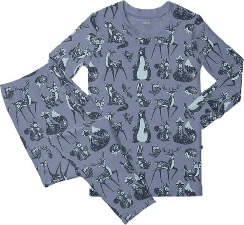 Vista 84 de KicKee Pants Conjunto de pijama de manga larga con estampado de piezas 90's Plaid