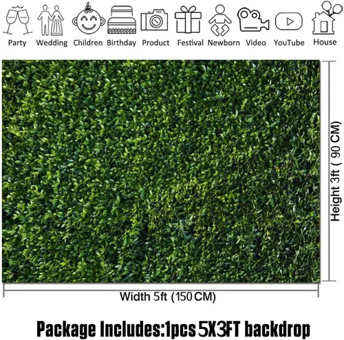 Vista 5 de HQM - Fondo de foto 3D de hojas verdes temáticas de primavera para naturaleza, boda, cumpleaños, recién nacido, baby shower, fotografía