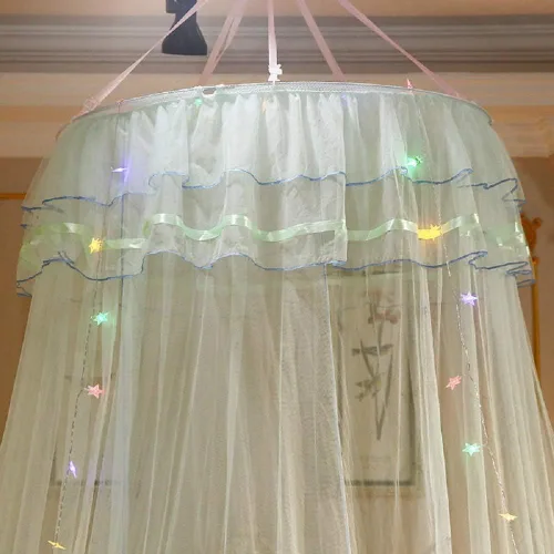 Vista 7 de Jolitac Dosel de Cama Mosquitera de Encaje para Camas de Niñas, Tienda de Juego de Princesa Única Toldos de Malla Cúpula Grande de Encaje Cortinas