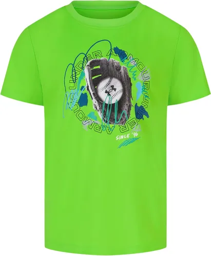 Vista 22 de Under Armour Camiseta de manga corta con gráfico de béisbol para niño Áspero atómico