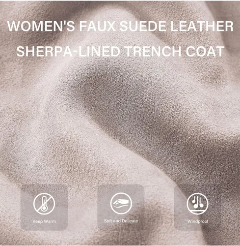 Vista 5 de Bellivera - Chaqueta larga de piel sintética para mujer, otoño e invierno, gabardina de moda con cuello de piel desmontable