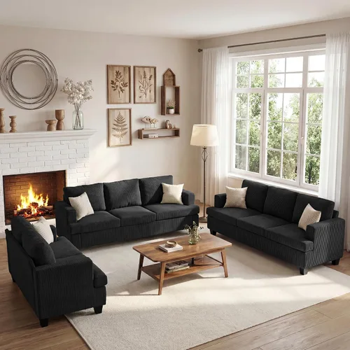 Vista 16 de Apicizon Cloud Couches Juegos de Muebles para Sala de Estar, Juego de Sofá Loveseat de 2 Plazas y Sofá de 3 Plazas para Dormitorio, Cómodo Sofá Cama
