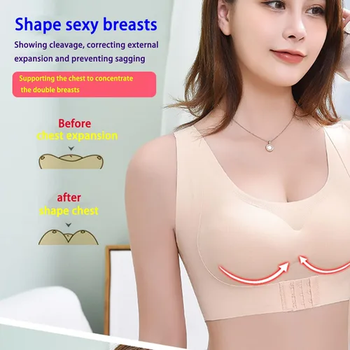 Vista 4 de Secret Lane - Bralette desnudo, soporte de espalda cruzada sin cables, para mujer, cobertura completa y elevación