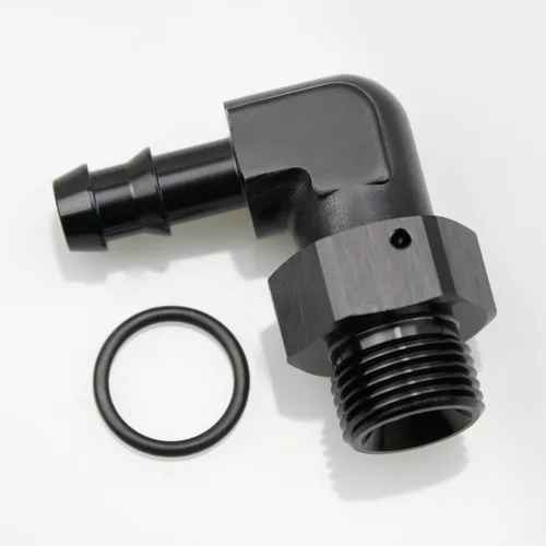 Vista 12 de Aluminio -4 AN ORB macho a 1/4 "(6.35mm) Barb Push On Manguera Adaptador Negro