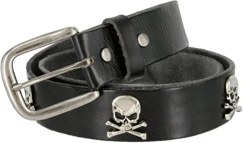 Vista 3 de Pirata Cráneo Crossbone Concho Full Grain Casual Jean cinturón de piel
