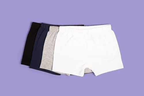 Vista 2 de Pantalones cortos de algodón populares para niñas, paquete de 4 pantalones cortos de vestir sólidos y teñidos anudados, pantalones cortos