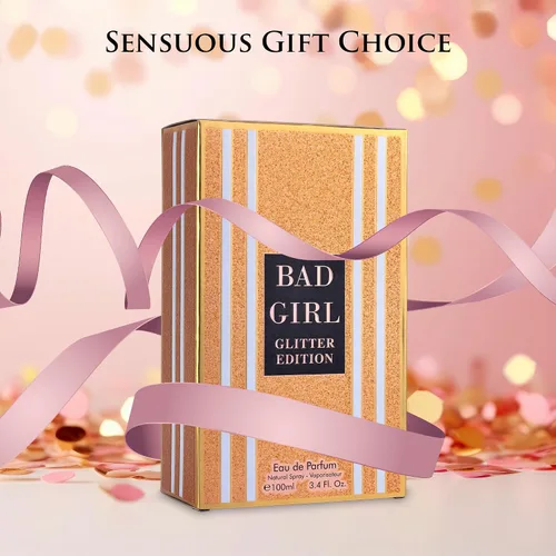 Vista 7 de Bad Girl Glitter Edition – Fragancia floral oriental para mujer – Notas superiores de almendra, café, bergamota y limón – Aroma base de haba tonka