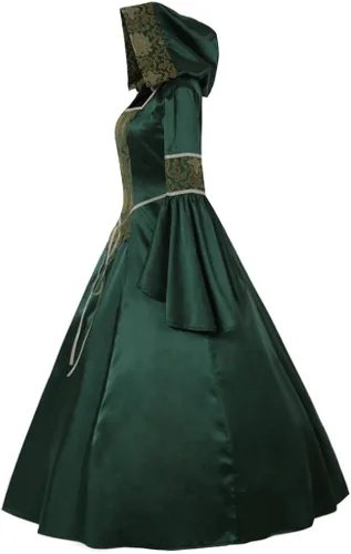 Vista 3 de CosplayDiy Disfraz victoriano medieval con capucha para mujer