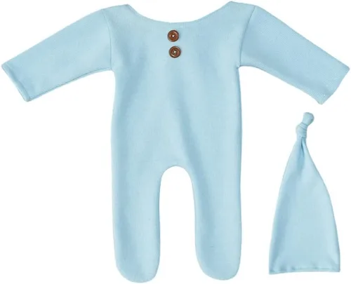 Vista 6 de Traje de fotografía para recién nacido, traje de bebé niño y niña, sesión de fotos de ganchillo, ropa de ganchillo, sombrero, pantalones, accesorio