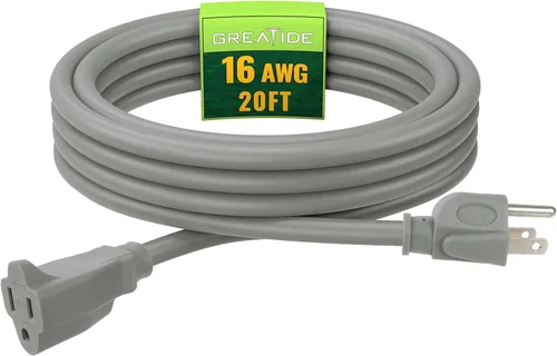 Vista 17 de Cable de Extensión de 6 Pies, Cables Eléctricos Impermeables para Exteriores 16/3 SJTW Negros, Cable de Energía de 13 AMP con 3 Clavos Ideal