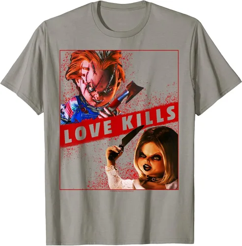 Vista 61 de Child's Play Chucky and Tiffany Love Kills T-Shirt Asphalt Grey
