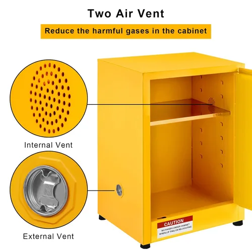 Vista 3 de Gabinete inflamable de 17 x 17 x 22 pulgadas, gabinete seguro de acero galvanizado, estante ajustable, gabinete de almacenamiento inflamable