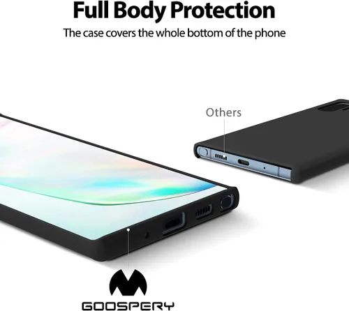 Vista 3 de GOOSPERY Funda de silicona líquida para Galaxy Note 10 Plus (2019) Silky-Soft Touch Full Body Protection Funda a prueba de golpes con forro
