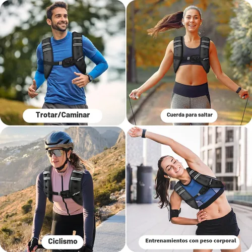 Vista 5 de Chaleco con peso unisex, con franja reflectante para correr, entrenamiento, caminar, entrenamiento de fuerza, pérdida de peso, fitness