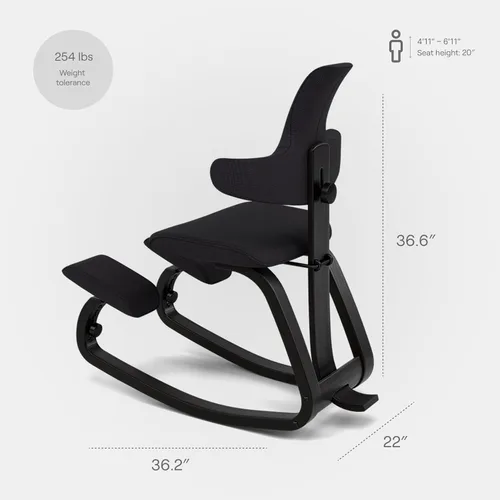 Vista 2 de Varier Thatsit - Silla ergonómica para arrodillarse, altura ajustable, con respaldo y marco de madera de haya para sentarse activamente, 10 años