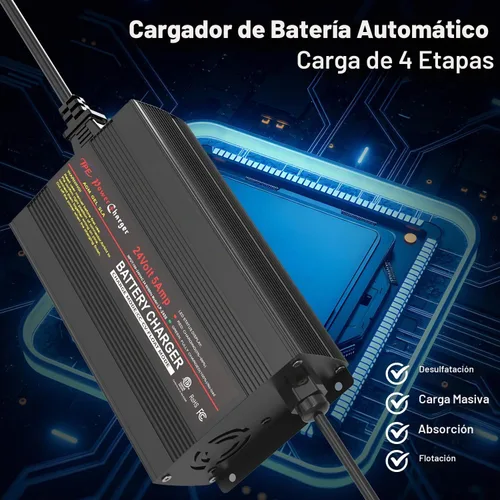 Vista 6 de TPE Cargador de batería de 24V 5A, cargador de batería inteligente automático, cargador de goteo para silla de ruedas