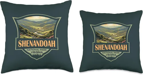 Vista 3 de Shenandoah National Park USA Outdoor Merch Shenandoah National Park Illustration Travel Retro Badge - Almohada de viaje, 16 x 16 pulgadas, multicolor