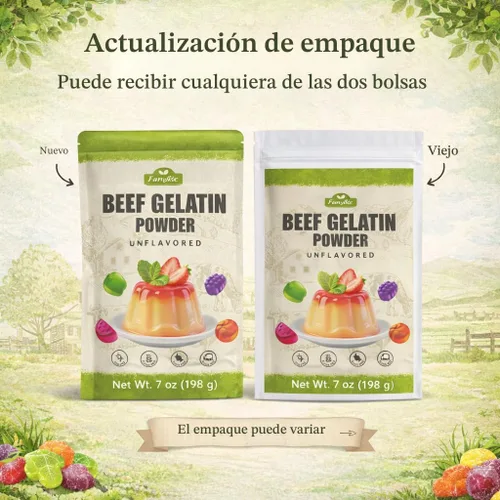 Vista 8 de Polvo de gelatina de res sin sabor, 7 oz/198 g de gelatina alimentada con pasto, agente espesante premium, sin gluten ni azúcar, para gomitas