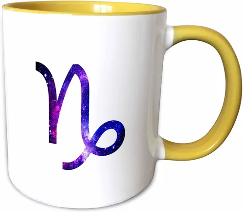 Vista 12 de 3dRose Capricorn star sign - goat zodiac glyph astrological horoscope symbol 11oz Two-Tone Black Mug
