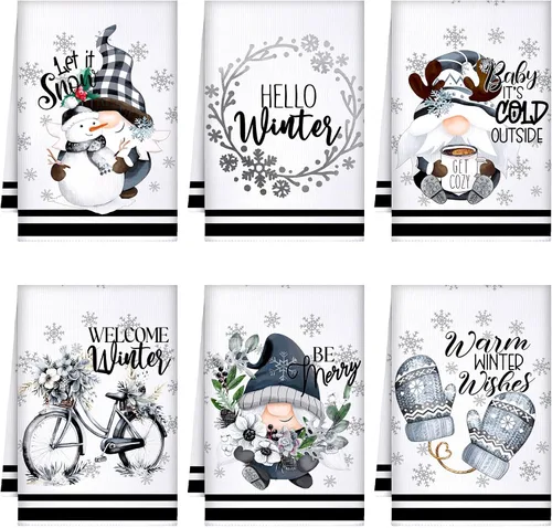 Vista 19 de Preboun 6 toallas de cocina con huevos de Pascua, toallas de mano retro con diseño de conejo, color negro y blanco a cuadros, paño decorativo
