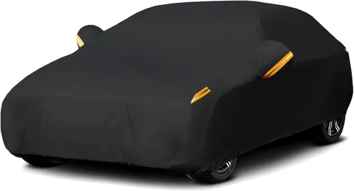 Vista 18 de MORNYRAY Funda impermeable para auto para todo tipo de clima, protección UV, resistente al viento, para exteriores, ajuste universal para sedán Azul