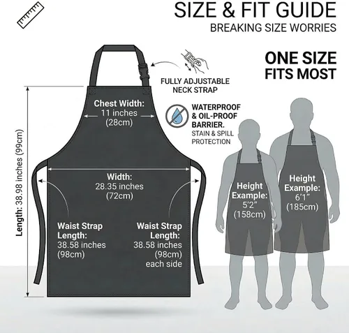 Vista 6 de Homsolver 2 Pack Waterproof Rubber Aprons, Heavy Duty Butcher for Men, Chemical Vinyl Plastic Aprons for Dishwashing