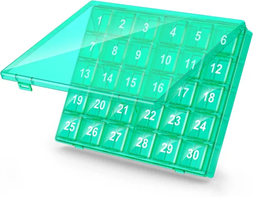 Vista 15 de Organizador mensual de píldoras una vez al día, caja organizadora de píldoras de 30 días, aprieta para abrir, estuche portátil con compartimentos