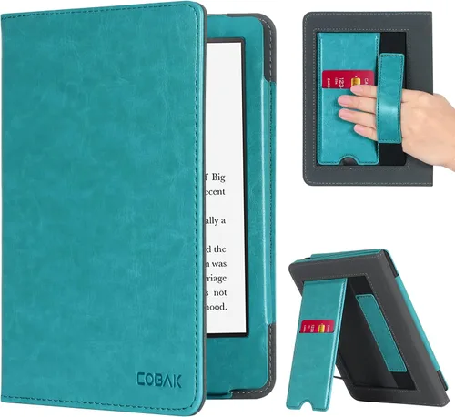 Vista 2 de CoBak Funda para Ereader – Funda de piel sintética duradera con encendido automático, ranura para tarjetas, función de correa de mano – Compatible