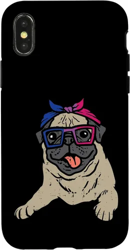 Vista 4 de iPhone 13 Pro Pug Dog Bandana LGBTQ Bisexual Flag Gay Pride Bi Dog Lover Case