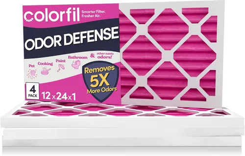 Vista 15 de Colorfil - Filtro de aire de 12 x 12 x 1 pulgadas, filtros que cambian de color para olores de gatos y perros, filtro de aire acondicionado MERV 8