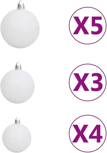 Vista 6 de 47.2 Inch Upside Down Christmas Tree Pre-Lit with LED Lights and Decorative Balls Set, Artificial PVC Xmas Tree with Steel Stand for Home Office