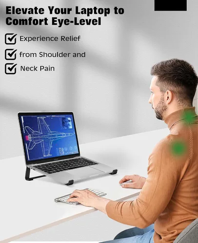 Vista 5 de Thibault - Soporte de aluminio para laptop para escritorio - Diseño ergonómico de enfriamiento - Compatible con MacBook Air