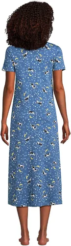 Vista 2 de Lands' End Camisón alto de algodón de manga corta para mujer
